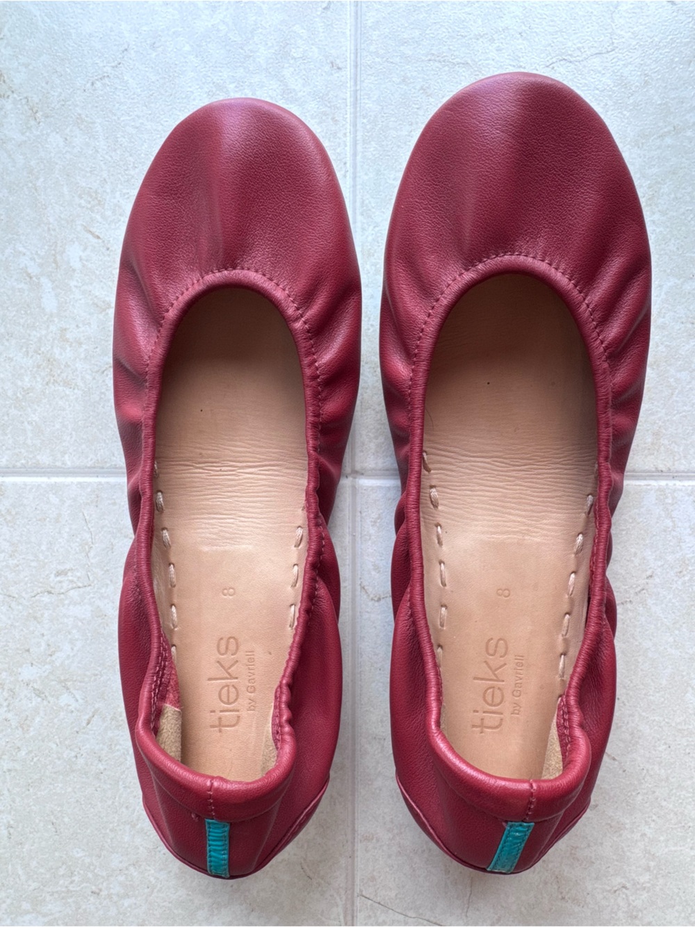 Red Leather Ballet Flats by Tieks